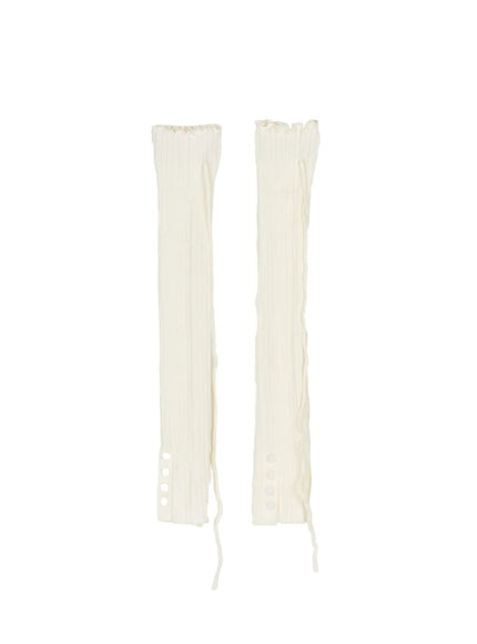 Ribbed Buttoned Leg Warmers CL523 in Light beige, size One Size