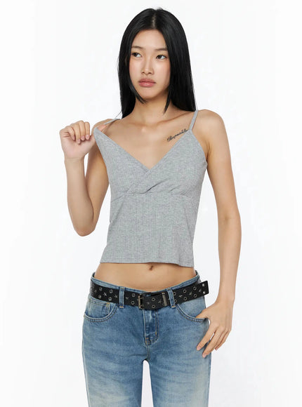 Ribbed Sleeveless Top IL509 in Gray, size S/M