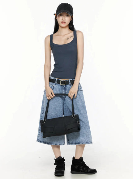 Ribbed Slim Tank Top IL516 in Dark blue, size S/M