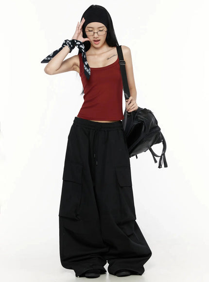 Ribbed Slim Tank Top IL516 in Red, size S/M