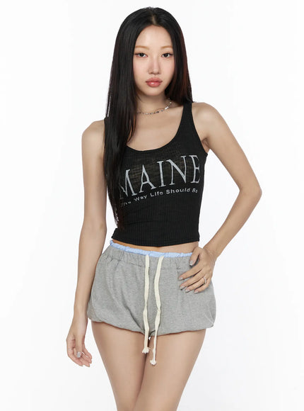 Ribbed Tank Top CL527 in Black, size S/M