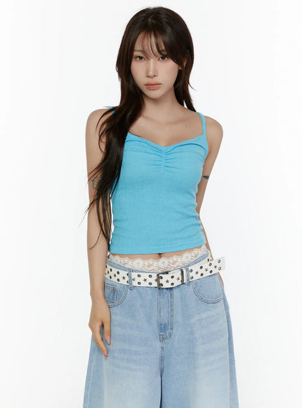 Ribbed V-Neck Cami Top CL508 in Blue, size S/M