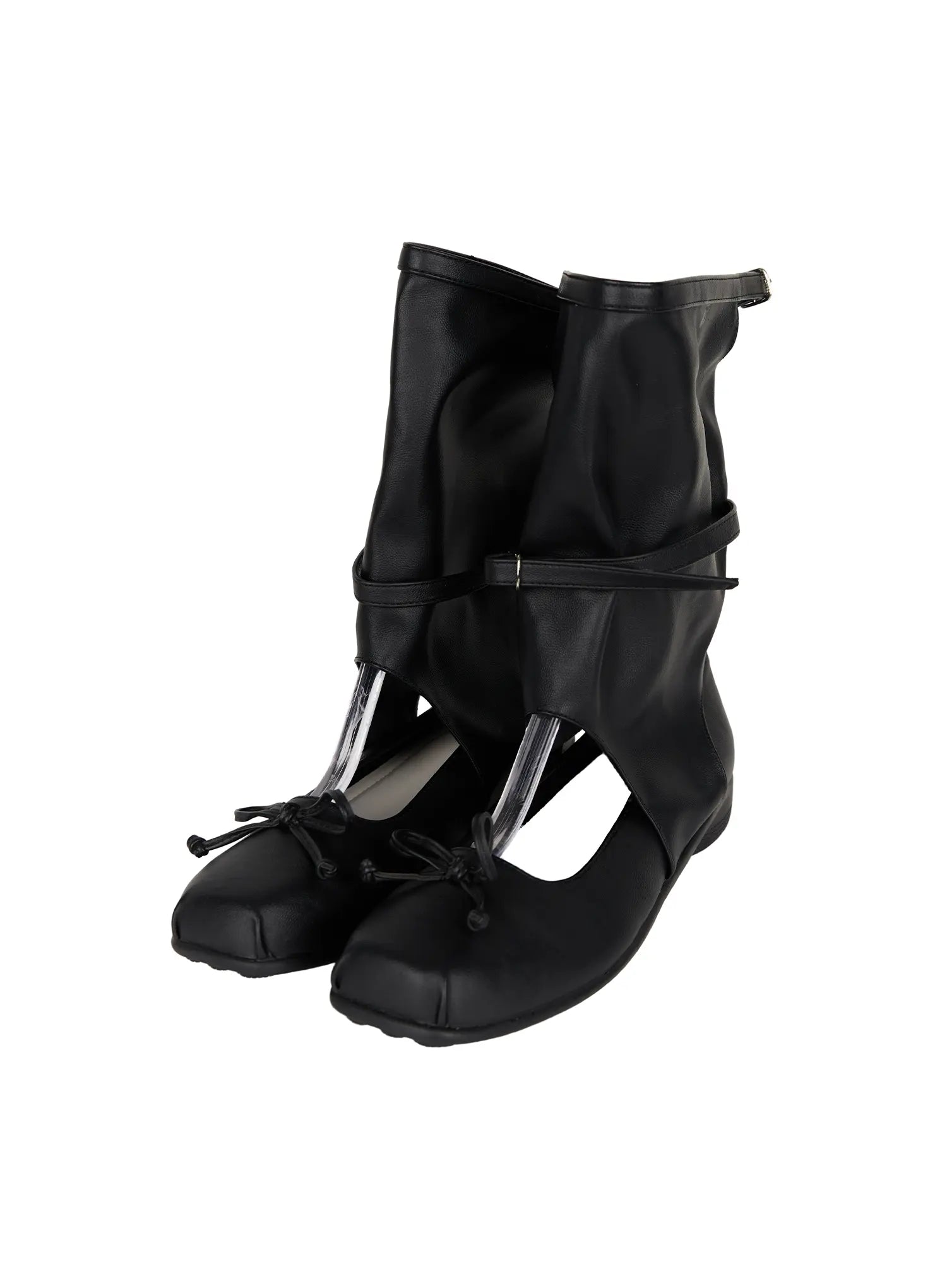 Ribbon Flat Ankle Boots CL507 in Black, size 230 / US6