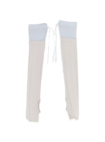 Ribbon Layered Leg Warmers CL503 in Blue, size One Size