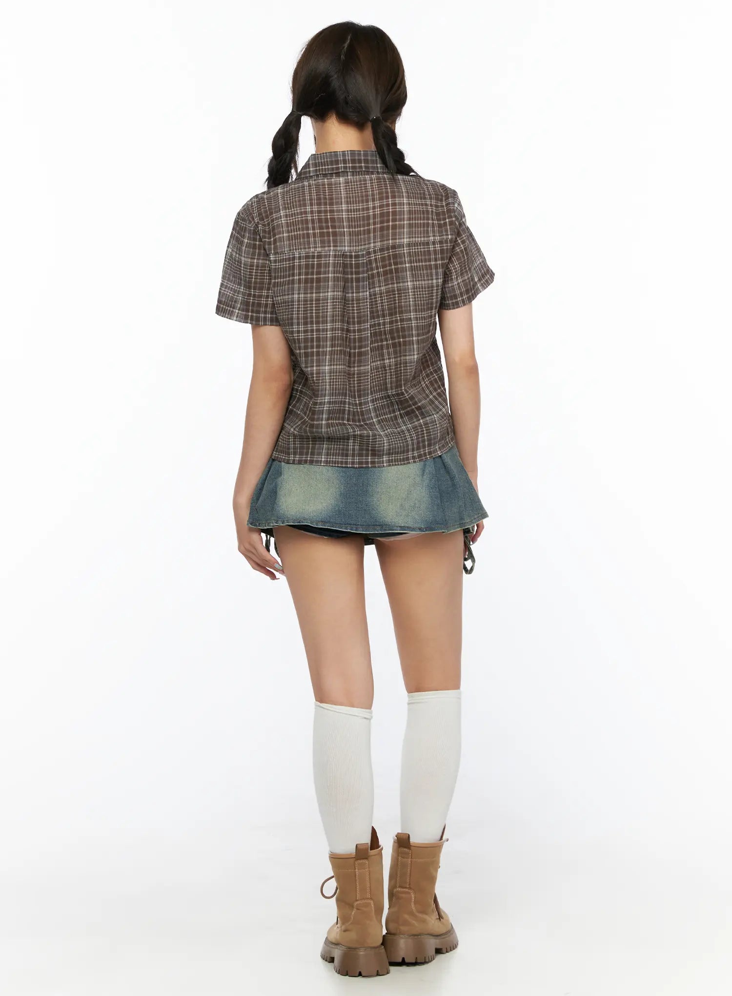 Ribbon Pleated Denim Mini Skirt CL514 - Acubi style | LEWKIN Ribbon Pleated Denim Mini Skirt CL514 - Acubi style | LEWKIN