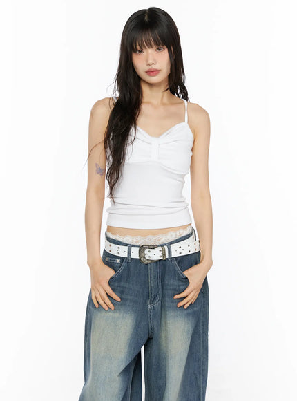 Ribbon Strap Cami CU530 in White, size S/M