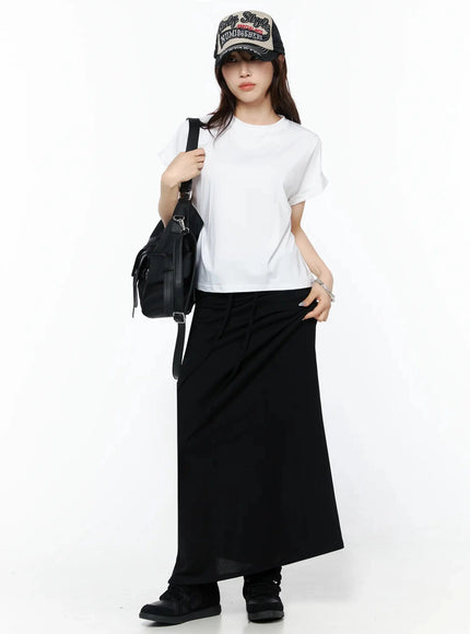 Rolled Cuff Loose Tee IU524 in White, size S/M