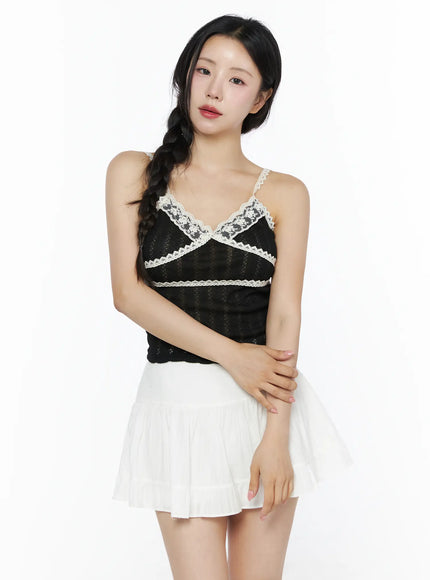 Romantic Lace Cami Top IU525 in Black, size S/M