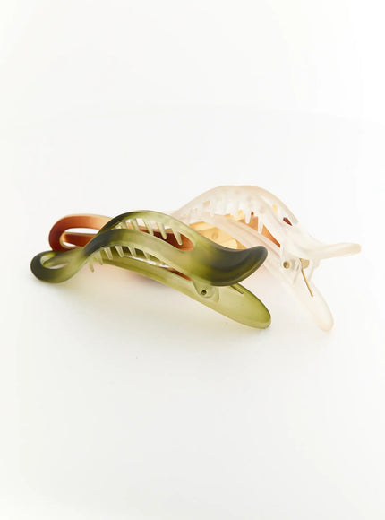 LEWKIN Ruby Hair Clip IL503 multi-color group shot showing olive green, coral, and ivory variants together on white background