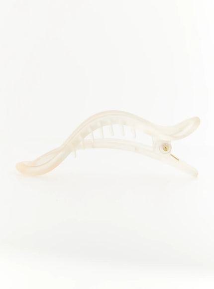Ruby Hair Clip IL503 ivory white side view displaying arched wave silhouette with comb teeth and pearlescent resin finish