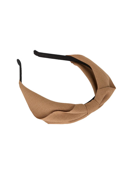 Ruched Bow Headband IL509 in Beige, size One Size