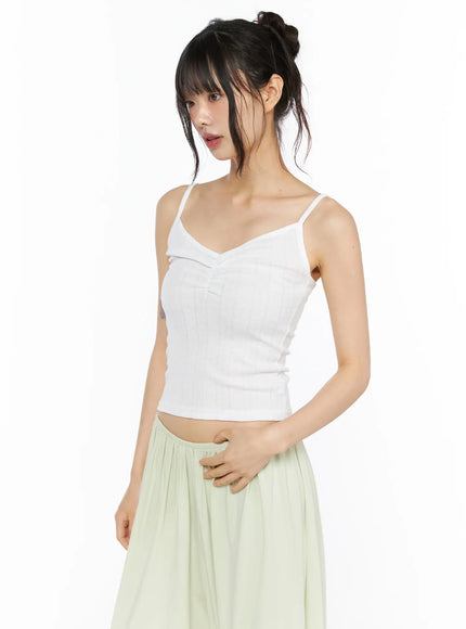 Ruched Cami Top CU530 in White, size S/M