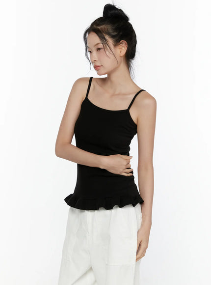Ruffle Detail Cami Top CL521 in Black, size S/M