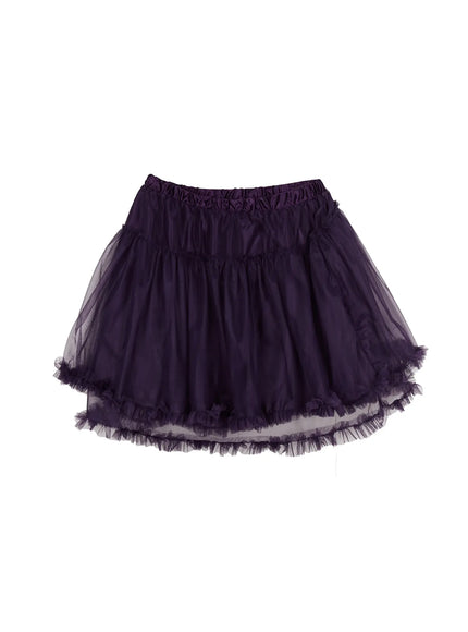 Ruffle Layered Midi Skirt CL517 in Dark purple, size S/M