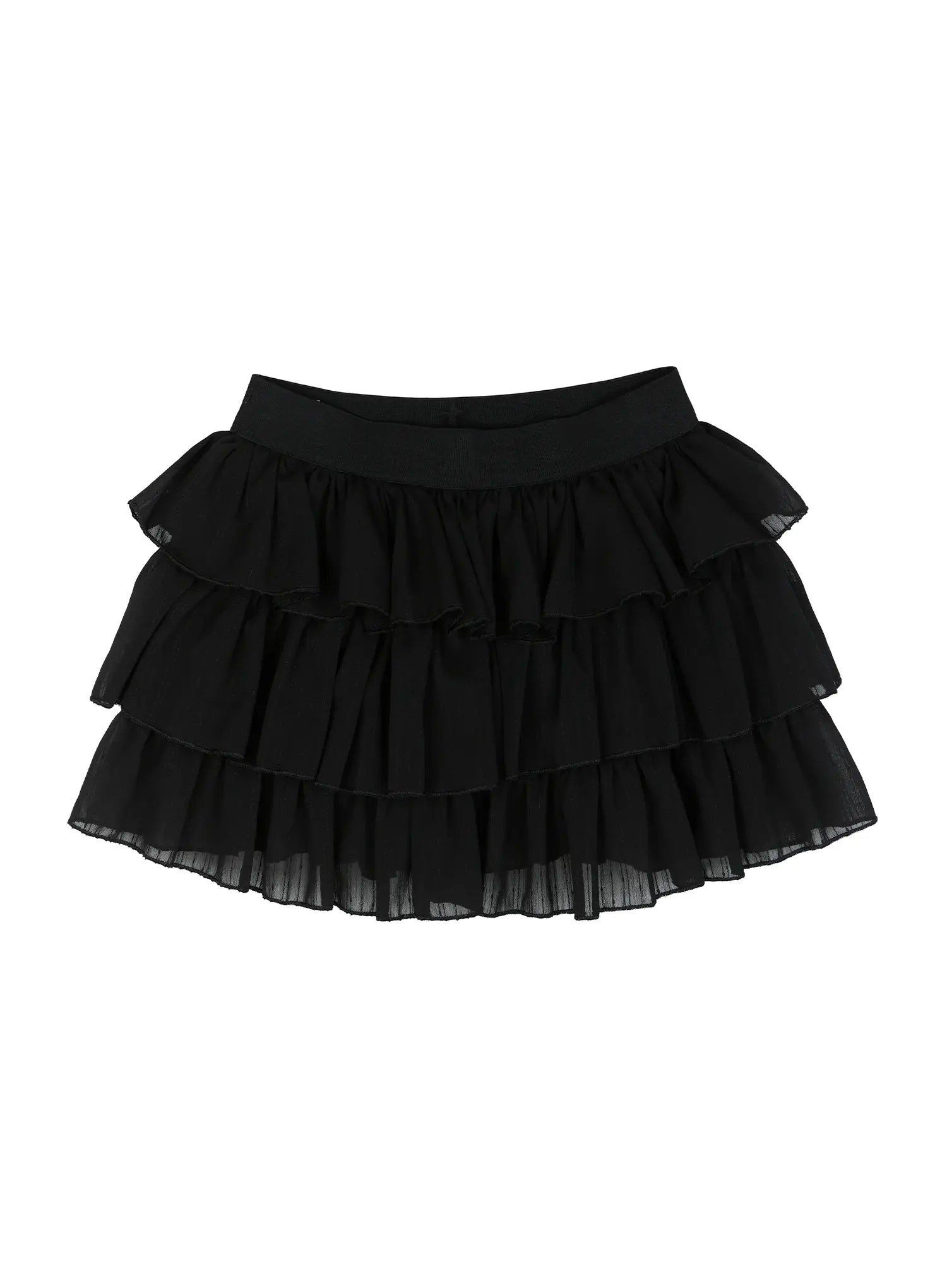 Ruffle Layered Mini Skirt IL521 in Black, size S/M