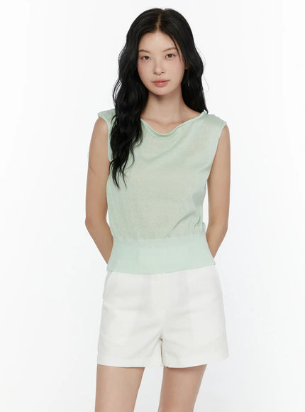Sheer Knit Sleeveless Top CL521 in Mint, size S/M