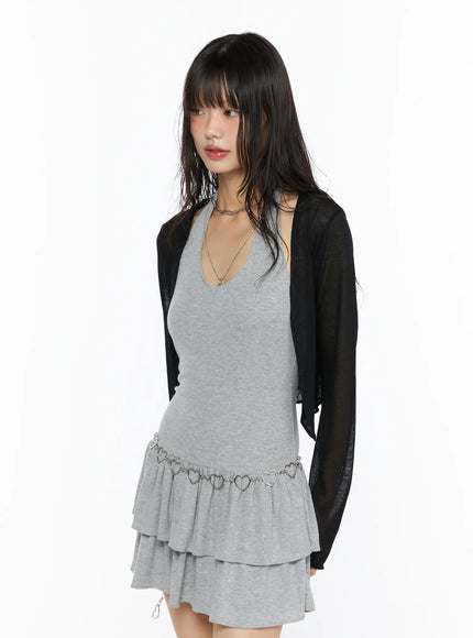 Sheer Lightweight Knit Cardigan CU530 in Black, size S/M