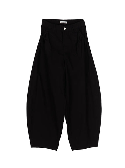 Shirred Balloon Cotton Trousers CL507 in Black, size S