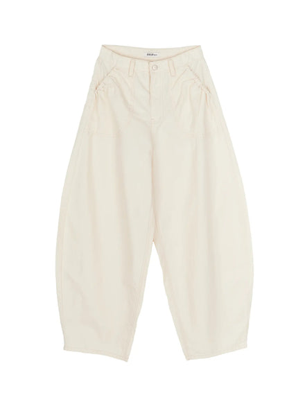 Shirred Balloon Cotton Trousers CL507 in Light beige, size S