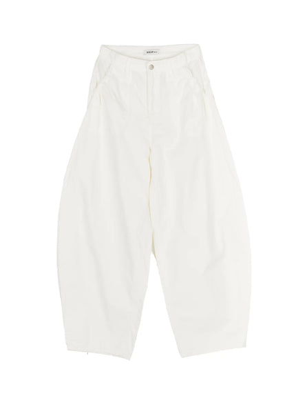 Shirred Balloon Cotton Trousers CL507 in White, size S