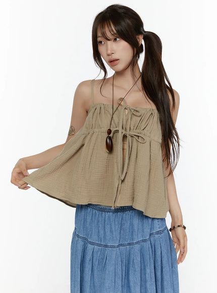 Shirred Cami Top CL508 in Dark green, size S/M