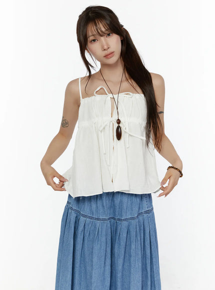 Shirred Cami Top CL508 in White, size S/M
