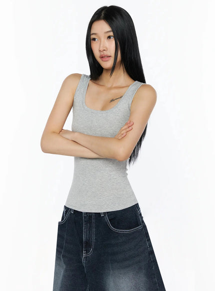 Silky Round Neck Tank Top IL509 in Gray, size S/M