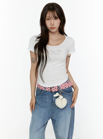 Slim Fit Graphic Tee CL508 in White, size S/M