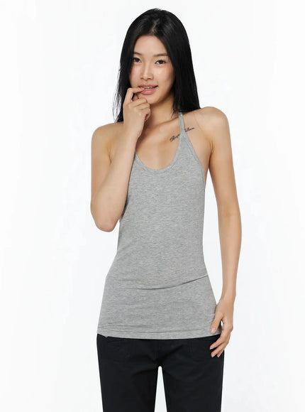 Slim Fit Halter Tank Top IL509 in Gray, size S/M