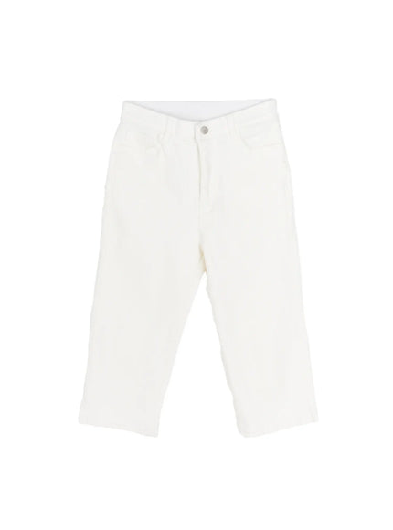 Slit Cotton Capri Trousers CL502 in White, size S