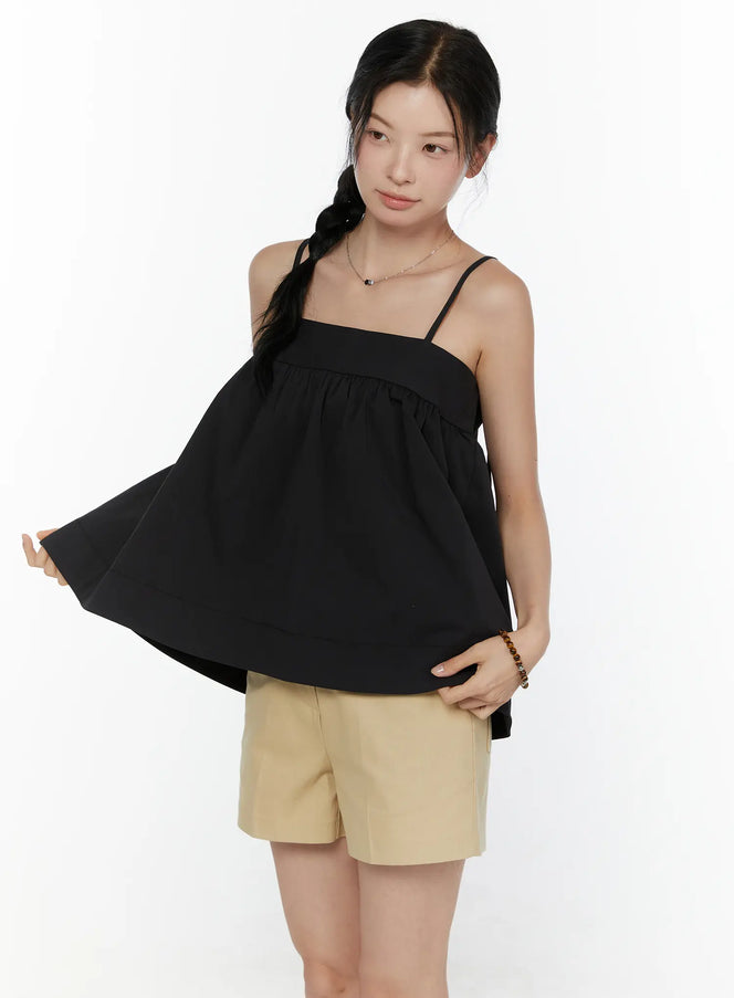 Square Neck Babydoll Cami Top CL520 in Black, size S/M