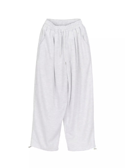 Star Graphic Wide Leg Sweatpants IL506 in Light gray, size M/L