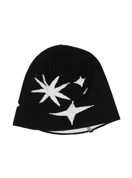 Star Knit Beanie IL506 in Black, size One Size