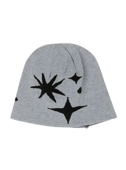 Star Knit Beanie IL506 in Gray, size One Size