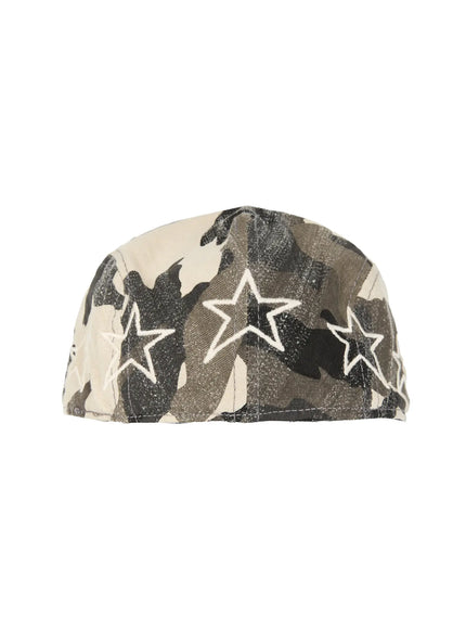 Staria vintage Cap IL503 camouflage back product shot showing white outlined star embroidery pattern across back panel on white background