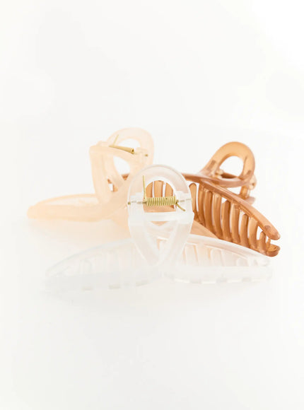 LEWKIN Stella Litter Hair Clip IL503 multi-color group shot showing three clips in brown, beige, and clear transparent resin with gold spring hinge