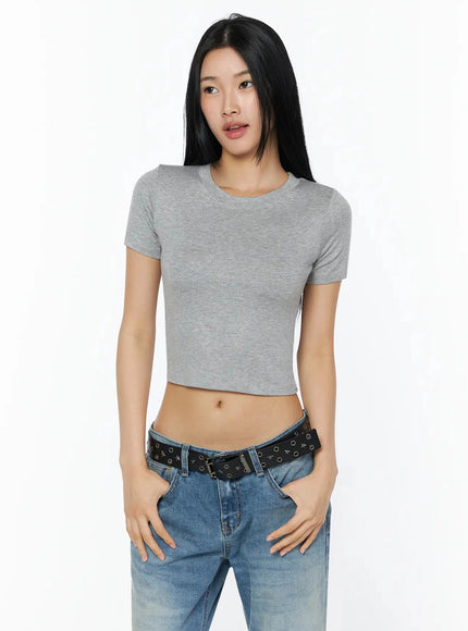 Stretch Crop Tee IL509 in Gray, size S/M
