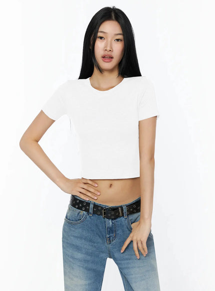 Stretch Crop Tee IL509 in White, size S/M