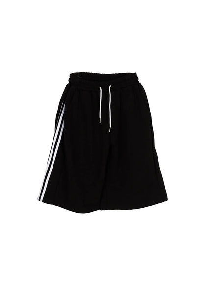 Striped Bermuda Shorts CL503 in Black, size S/M