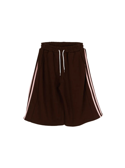 Striped Bermuda Shorts CL503 in Brown, size S/M