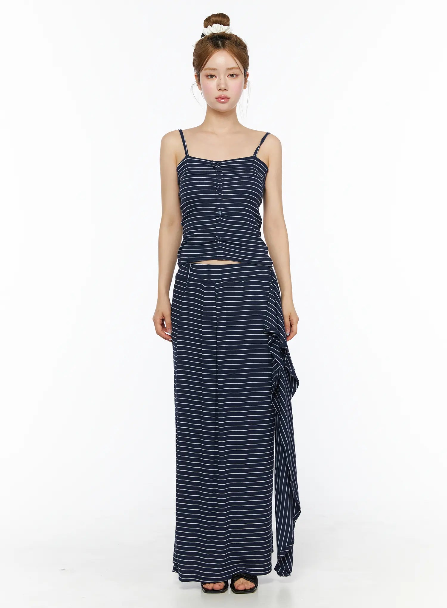 Striped Button Cami Top CL502 in Dark blue, size S/M