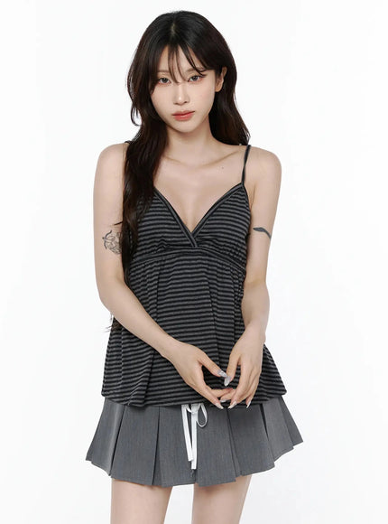 Striped Cami Tank Top IL506 in Black, size S/M