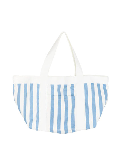 Striped Canvas Tote Bag IL514 in Light blue, size One Size