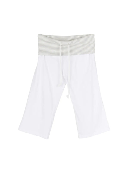 Striped Capri Pants CL508 in White, size S/M