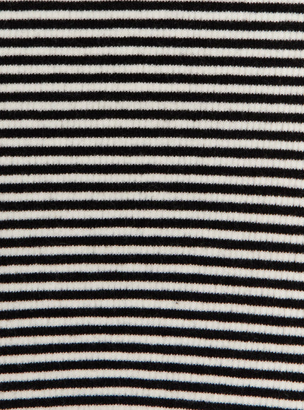 Striped Foldover Shorts CL503 close-up fabric detail showing black and white horizontal ribbed stripe knit texture