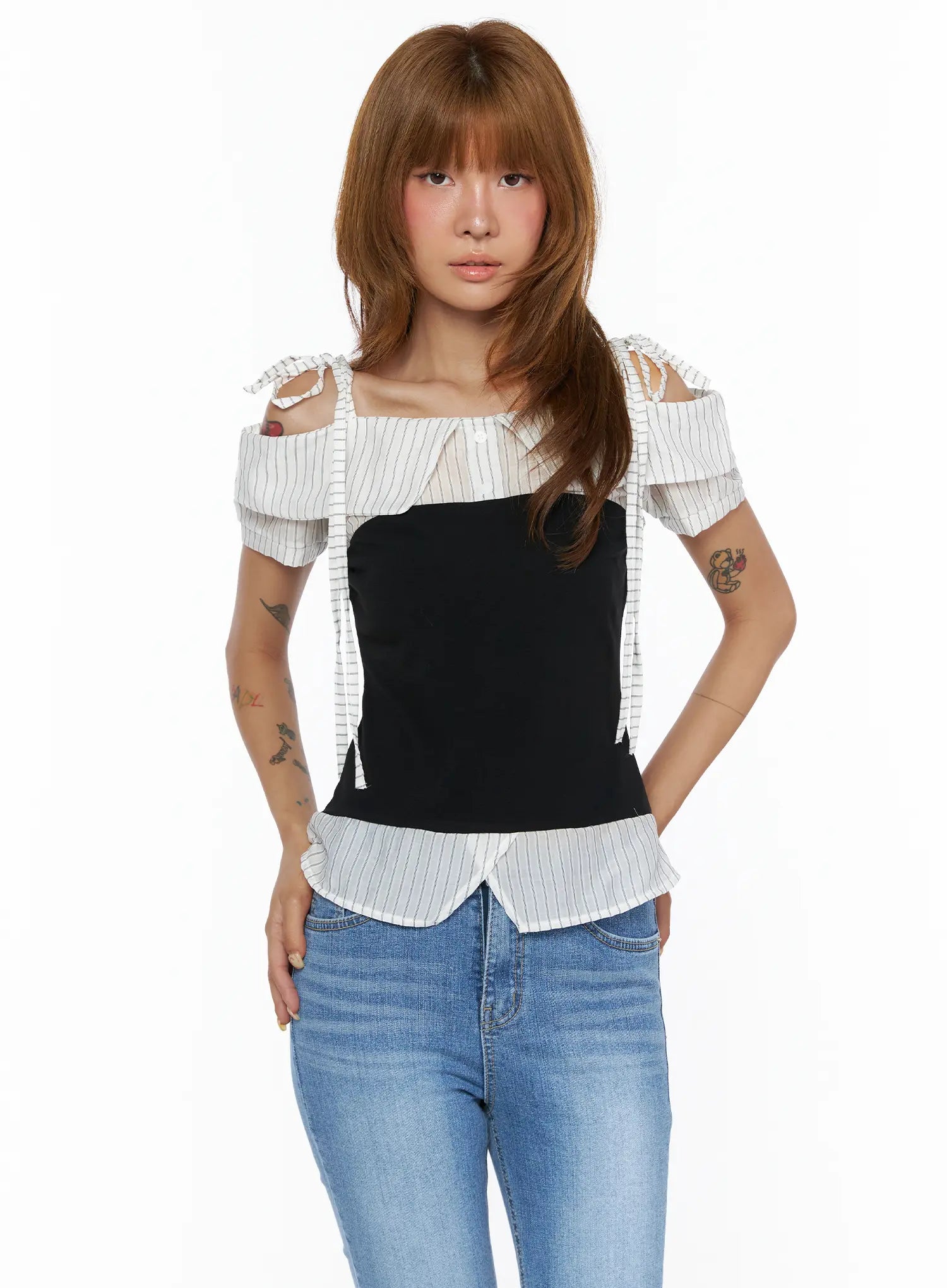 Striped Off-Shoulder Blouse CL503 — view 10