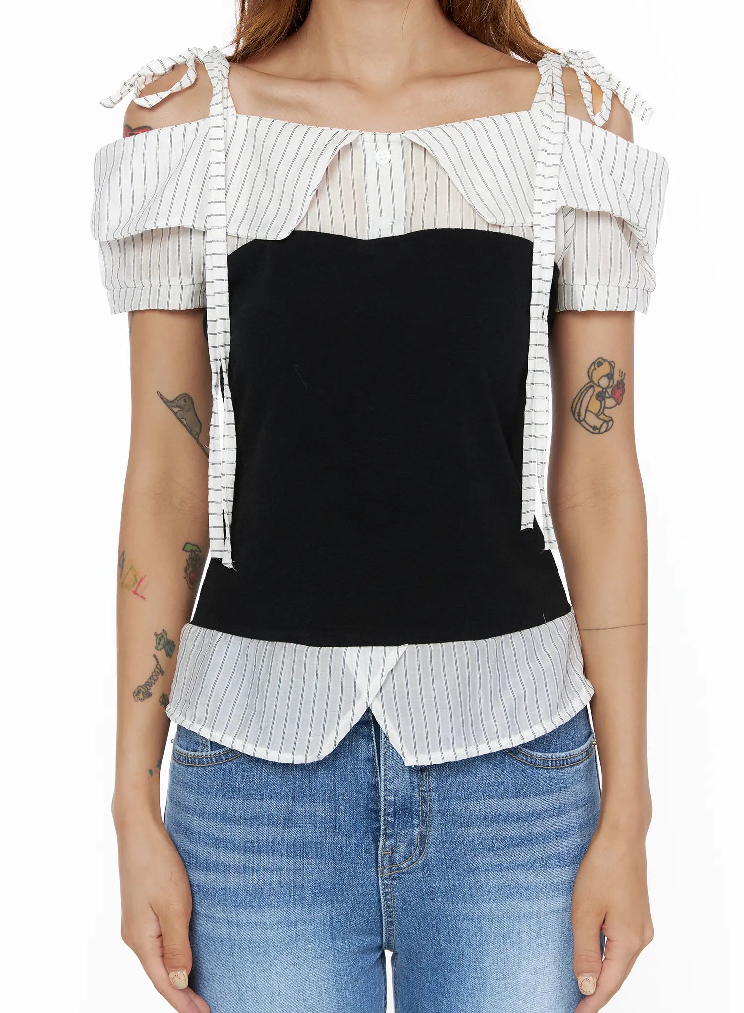 Striped Off-Shoulder Blouse CL503 — view 9