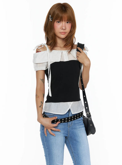 LEWKIN Striped Off-Shoulder Blouse CL503 — view 1