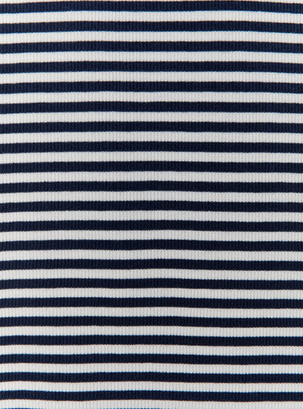 Striped Sweatpants CL513 navy-cream close-up flat fabric swatch showing ribbed horizontal stripe texture in navy and off-white