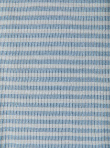 Striped Sweatpants CL513 sky blue-white close-up flat fabric swatch showing ribbed horizontal stripe texture in light blue and white